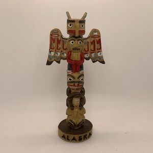 Alaska Totem Pole T-Bird Frog Bear Wings Resin 7.5" Tall Souvenir Keepsake